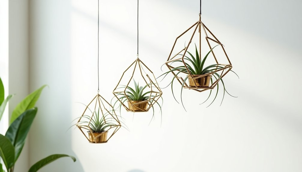 gold geometric air plant holders