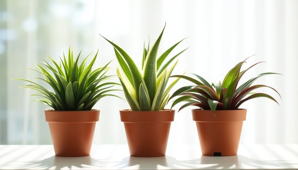 three varieties of dracaena