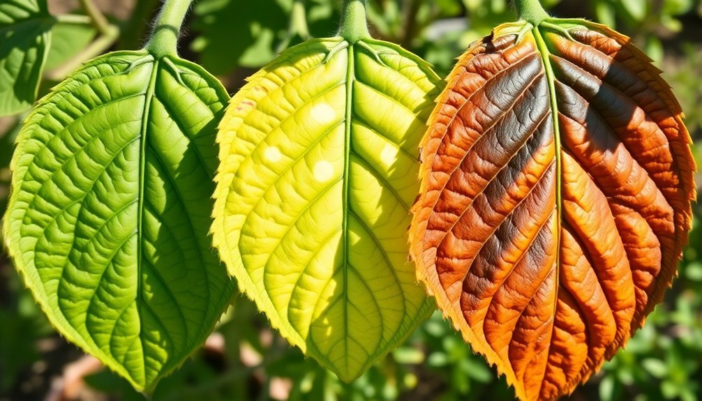 plant sunburn stages illustrated