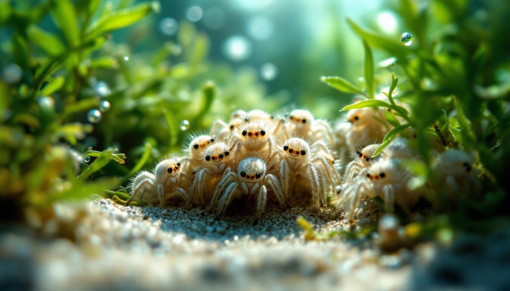 rooting spider babies underwater