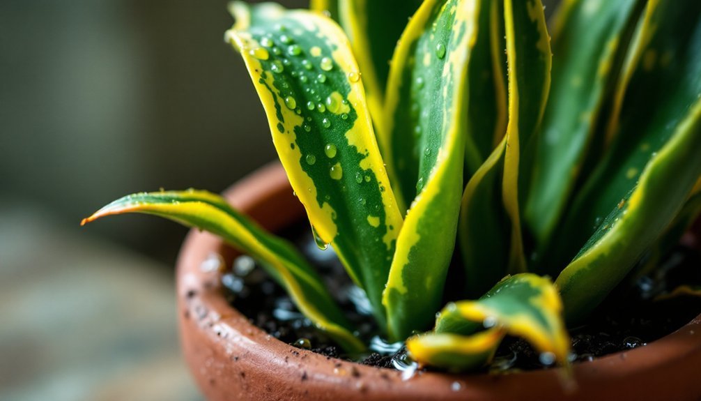 snake plant yellow leaves