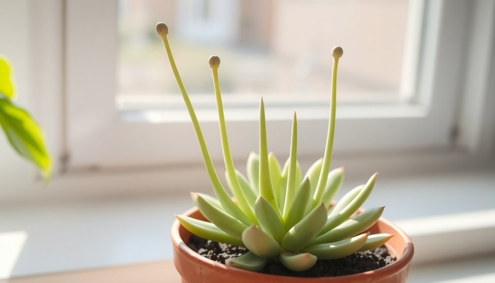 succulent growth in darkness
